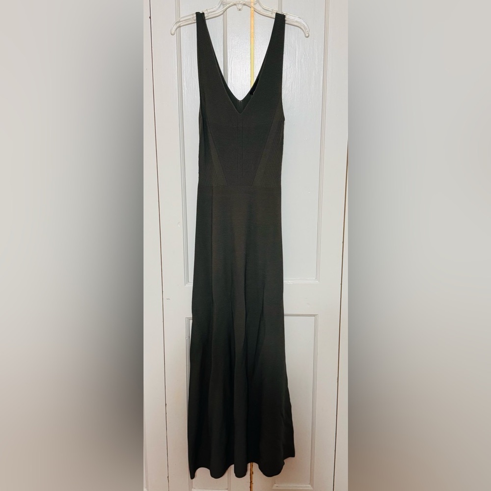 Emporio Armani Seamless Ottoman Maxi Dress In Olive Green - Picture 4 of 7